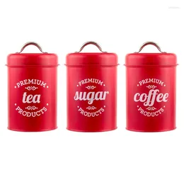 Storage Bottles Red Wrought Iron Tea Tin Jar Candy Sugar Box Can Coffee Container For CASE Home