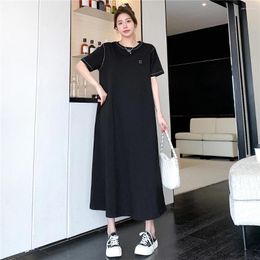 Party Dresses Japanese Korea Style Embroidery Short Sleeve Loose Summer T Shirts Dress Office Lady Work Fashion Women Casual Long
