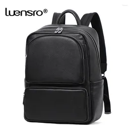 Backpack Genuine Leather Men 15 Inch Laptop Bags Cowhide Daypack Schoolbag For Student Hiking Travel Backpacks Large Capacity