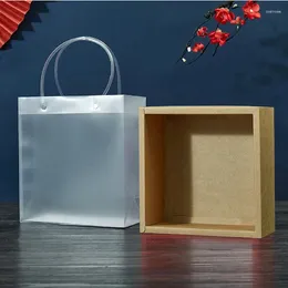Gift Wrap 50Pcs Kraft Paper Window Box Bag Portable Plastics Drawer Wedding Bridesmaid Candy Boxes Creative Towel Hand
