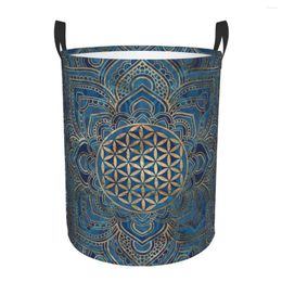 Laundry Bags Flower Of Life In Lotus Mandala Foldable Baskets Dirty Clothes Sundries Storage Basket Organiser Large Waterproof Box