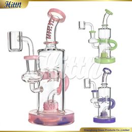 7 Inches High Quality Dab Rig Oil Rigs Glass Smoking Water Pipe Showerhead Perc Bongs with 14mm Quartz Banger Milk Pink Milk Green Milk Purple