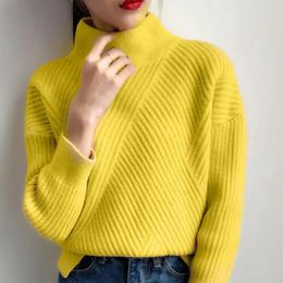 Women's Sweaters High Quality Women Autumn Winter Sweater Knitted Female Polluver Turtleneck Femme Knitwear 6 Colours White Yellow