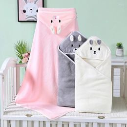 Towel 80 80cm/pcs Born Baby Soft Coral Velvet Bathroom Wrapped Infant Cloak Blanket With Lovely Animal Embroidered Hood