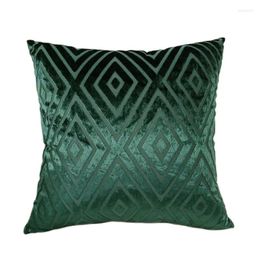 Pillow Luxury Simple Green Cutting Jacquard Velvet Geometric Cover Throw Case Home Decorative
