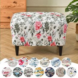 Chair Covers Printed Elastic Stool Cover Square Dust-proof Low Footstool Case Fashionable Bench Home Textile