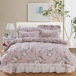 Bedding Sets Cotton Duvet Cover Set With Quilted Bedspread Pillow Shams 4/6Pcs Vintage Garden Flower Coverlet Soft Breathable