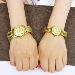 Wristwatches Classic Vintage Business Women Men Elastic Gold Sliver Quartz Watch Tide Lovers Couple Bracelet Watches Party Office Gifts