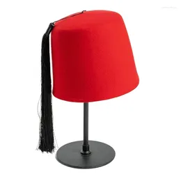 Berets Fez Felt Hat Costume Adult Folkloric Turkish Orientals Tarboosh Tarboush With Tassels Wool Dropship