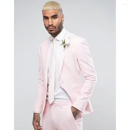 Men's Suits Summer Pink Single Breasted Men Suit Two Pieces(Jacket Pants) Lapel Outfits Chic Casual Party Prom Wedding Set