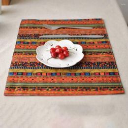 Table Mats 30x40cm Coloured Geometric Heat Insulation Soft Cotton Linen Non-Slip Placemats Decor Fabric Napkin Mat