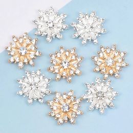 100pcslot 3D Alloy Flower Nail Charms Full Diamond Pearl Snowflake Rhinestone 1515mm Manicure Accessories Jewelry Bulk 240426
