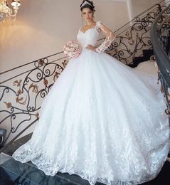 Nuovo abito da sposa di arrivo 2024 Appliques per perline di ginnastica Obito da ballo a maniche lunghe in pila da sposa Vestido de novi Customed