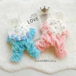 Dog Apparel Small Clothes Autumn Winter Warm Jumpsuit Cat Fashion Bowknot Sweater Puppy Sweet Thick Coat Cute Shirt Poodle Chihuahua Pug