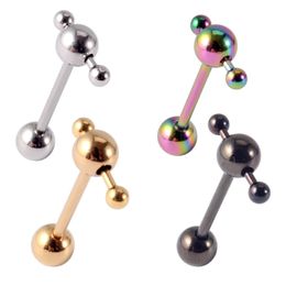 1PC Stainless Steel Tongue Rings Removable Ball Barbell 16mm Slave Ring Piercing Forbidden Body Jewelry 240429