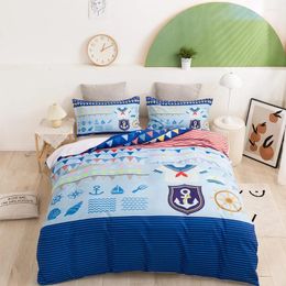 Bedding Sets Sea Beach Duvet Cover King Size Anchor Nautical Ocean Boys Set Blue Soft Comforter Bed Quilts Home Kids Bedroom