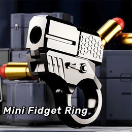 Decompression Toy Adult Fidget Toys For Stress Relief EDC Alloy Fingertip Toy Pistol Decompression Launcher Model Ring For Anxiety Gift T240513