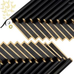 Party Decoration 20 Sheets Gold Edge Flower Wrapping Paper Bouquet Packaging Florist Supplies Durable (Black)