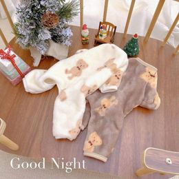 Dog Apparel Pet Plush Jumpsuit Autumn Winter Medium Small Clothes Warm Velvet Sweet Pajamas Kitten Puppy Cute Pullover Chihuahua