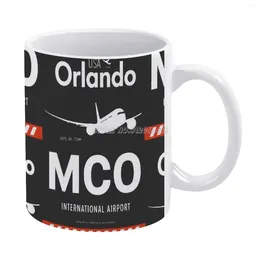 Mugs Coffee Porcelain Mug Cafe Tea Milk Cups Drinkware For Fathers Day Gifts Airport Tag Airports Orlando Aeroplane Blue Tr