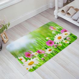 Carpets Flower Green Grass Bedroom Floor Mat Home Entrance Doormat Kitchen Bathroom Door Decoration Carpet Anti-Slip Foot Rug