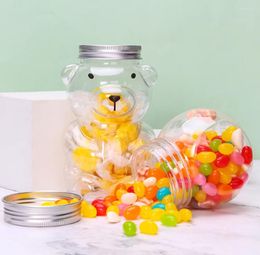 Gift Wrap 420ml Lovely Kids Candy Snack Plastic Cute Bear Jar Honey Sugar Storage Vial Containers Bottle Boxes Christeing Decor Party