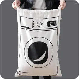 Storage Bags Cartoon Kids Toys Organiser Children Toy Bag Drawstring Folding Baby Clothes Laundry Cotton Canvas