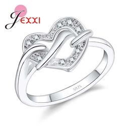 Wedding Rings Beautiful girlfriend band ring a loving heart spiral 925 sterling silver white crystal womens party Q240511