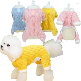 Dog Apparel Fleece Winter Pet Clothes For Small Chiwawa Pink Yellow Blue Cat Pyjamas Jumpsuit Coat D-Ring Puppy Pyjamas Overalls