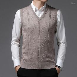 Men's Vests Formal Vest Fashion Autumn Wool Jacquard Business Casual Bottom Knitted Sweater Plus Size 4XL