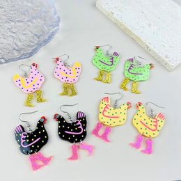 Dangle Earrings Fancy Chicken High Heels Boots Drop For Women Acrylic Colourful Cute Animal Earring Party Banquet Charm Jewellery