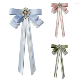 Brooches Fashionable Necktie Pin With Ribbon And Rhinestones Bow Elegant French Jewellery