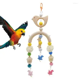 Other Bird Supplies Birds Toys With Rattan Balls Parrot Swing Chewing Training Wooden Hanging Hammock Cage Pet