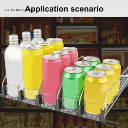 Kitchen Storage E8BD Easy Access Drink Stand Flexible Glides Beverages Can Plusher Efficient Tray For Supermarkets And Fridge