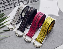 Long embroidered Korean version of the wild decorative wide belt Men and women students fashion belt double ring canvas4598377