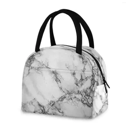 Storage Bags Fashion Marble Print Insulated Lunch Bag Box Picnic Tote Cooler Thermal Food Fresh Portable Bento Pouch Handbag