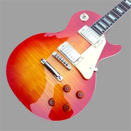 Mahogany fingerboard Electric Guitar, Solid Mahogany, chrome hardware, Cherry maple top, free shipping