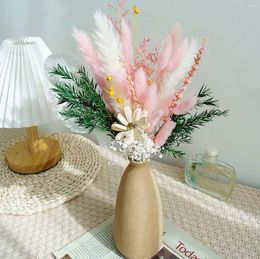 Decorative Flowers Pampas Grass Natural Dried Bouquet Wedding Arrangement Eucalyptus Leaves Tail Flower Marriage Table Decor