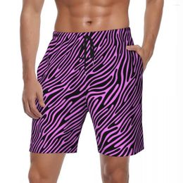 Men's Shorts Bathing Suit Rosa Zebra Board Summer Purple And Black Stripes Hawaii Beach Males DIY Running Surf Swimming Trunks