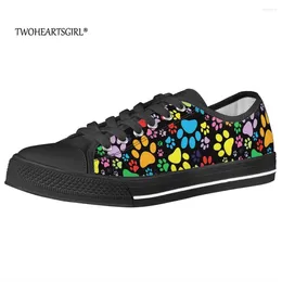 Fitness Shoes Twoheartsgirl Colourful Dog Print Flat For Women Unique Low Top Canvas Ladies Personalised Vulcanised Sneakers