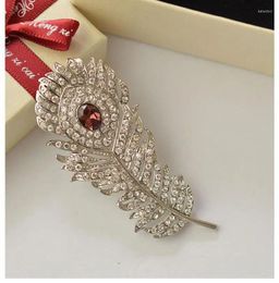 Brooches Fashion Trend Creative Personality Exquisite Peacock Feather Brooch Inlaid With Red Zircon Dress Prom Accessories Women's Gift