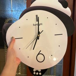 Wall Clocks Creative Panda Clock Can Swing Silent Mute Wall Hanging Clock Watch Coffee Living Room Childrens Room Decorative Clock