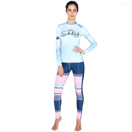 Women's Swimwear SABOLAY Women Lycra Tight Long Sleeve Surf Diving Suit Rashguards Swimsuit Rash Guard Sunscreen Swimming Shirt Trousers