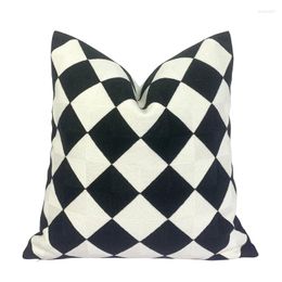 Pillow Modern Cotton Home Textile Embroidery Black White Cheques Case 45x45cm Zigzag El Soft Sofa Chair Cover