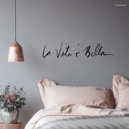 Wall Stickers Italian Byword Vintage LIFE IS SO BEAUTIFUL For Livingroom Studio Cosmetic Mirror Home Decor