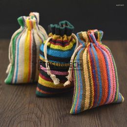 Gift Wrap 300pcs Stripe Linen Drawstring Bag 10x14cm Jewelry Jute Pouch Candy Coffee Bean Packaging Holder Wedding Favor