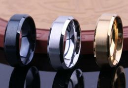 100pcs Comfort Fit Gold Silver Black 6mm Width Stainless Steel Band Wedding Ring man women Jewelry7158987