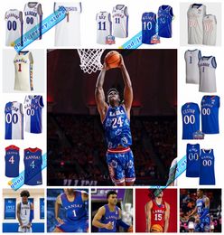 NCAA Final Four 4 Custom KU Kansas Jayhawks Basketball Jersey 33 David McCormack Jerseys 55 Jalen Coleman-Lands 21 Zach Clemence 10 Jalen Wilson 24 KJ Adams Jr.