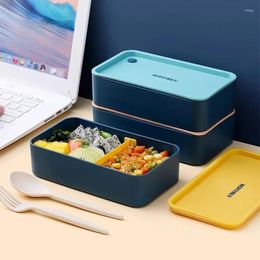 Dinnerware Household Simple Portable Lunch Box Microwave Plastic Bento With Movable Compartments Salad Fruit Container Boxs Tools