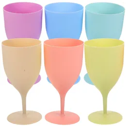 Mugs 6 Pcs Tall Juice Glass Wedding Party Goblets Plastic Cups Champagne Cocktail Drinking Household Anti-fall Bar